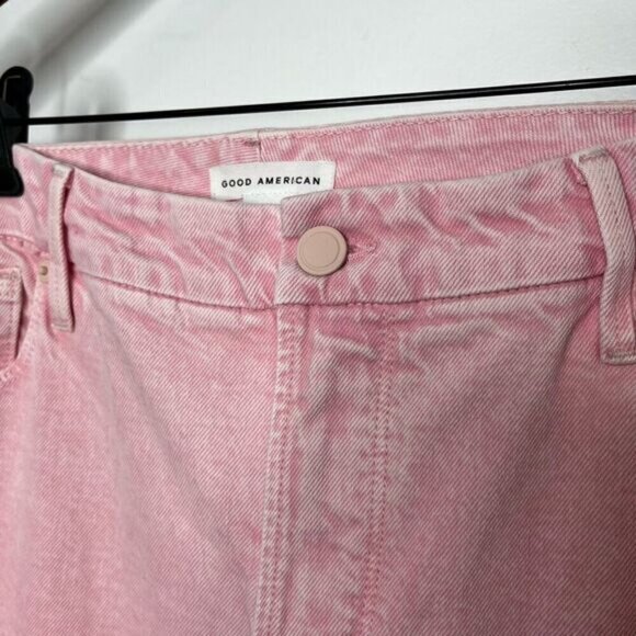 Good American Women's Good Boy Split Hem Straight Leg Jeans Pink Size 14/32 - Picture 5 of 13
